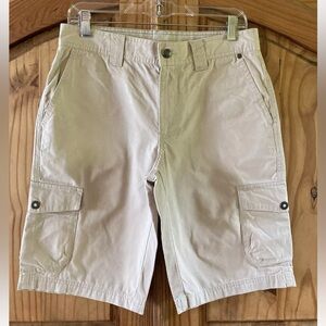 Men’s Columbia Omni-Shade tan khaki flat front cargo Bermuda shorts size 30